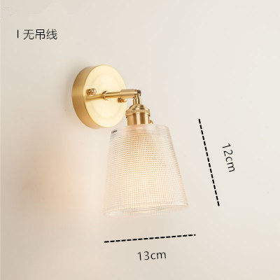 Estilo japonés nórdico latón cristal lámpara de pared creativa dormitorio guardarropa pared de fondo baño LED espejo lámpara frontal