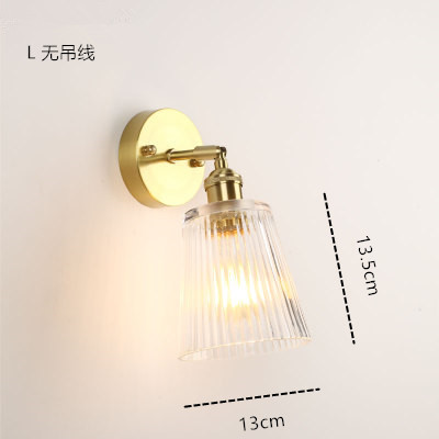 Estilo japonés nórdico latón cristal lámpara de pared creativa dormitorio guardarropa pared de fondo baño LED espejo lámpara frontal