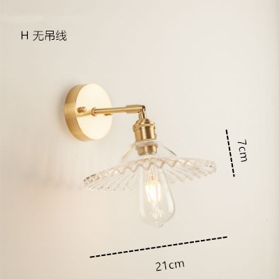 Estilo japonés nórdico latón cristal lámpara de pared creativa dormitorio guardarropa pared de fondo baño LED espejo lámpara frontal