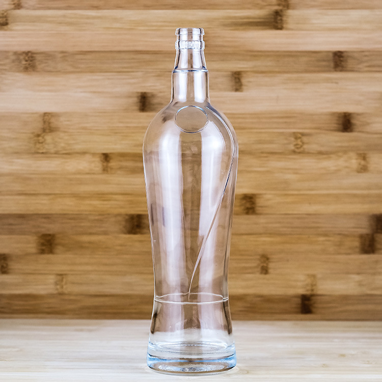 高端制作750ml牙口保健果酒圆形透明玻璃瓶 厂家生产晶白料白酒瓶
