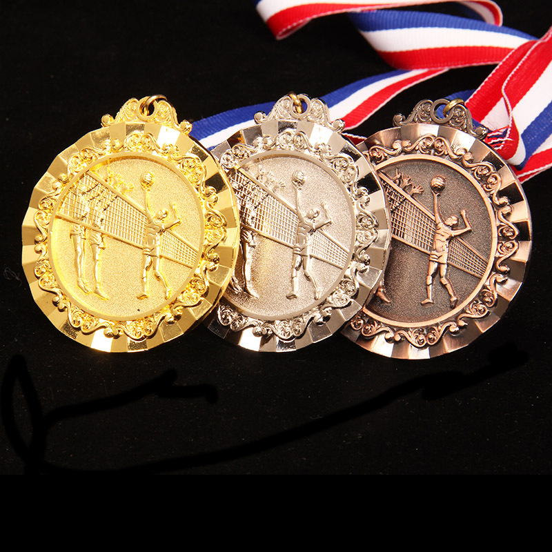 Producción de medallas para competiciones de voleibol, fabricación de insignias personalizadas, personalización de medallas al por mayor, etiquetas colgantes para medallas, placas de bronce metálicas personalizadas.