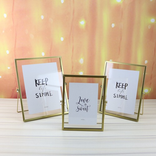 Creative Iron Geometric Glass Metal Three-dimensional Photo Frame Home Personalized Creative Ornaments Decoration Craft Ornaments