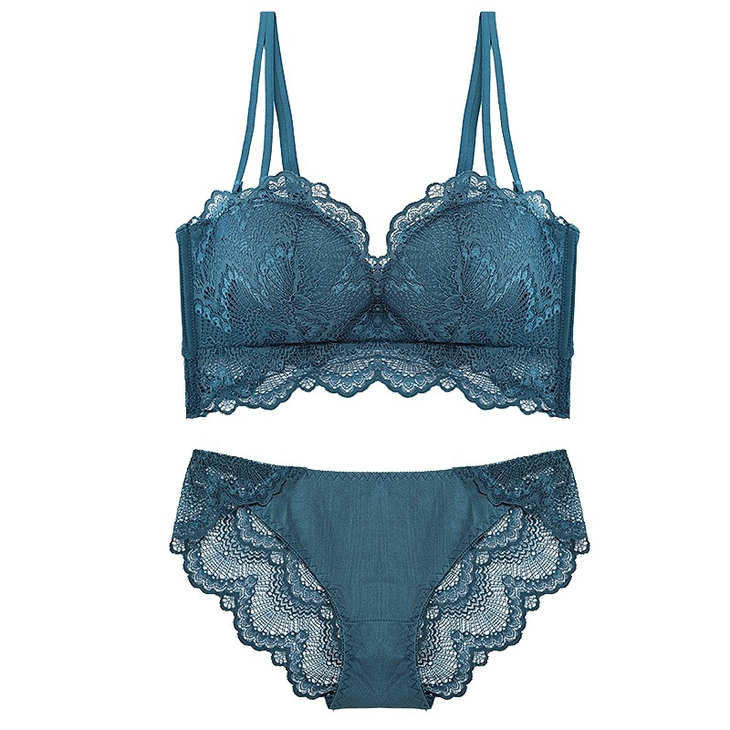 Traje de ropa interior de mujer Sujetador de pecho de mujer push up pequeño pecho sujetador anti-flacidez sin anillo de acero sexy soporte superior Delgado image 7