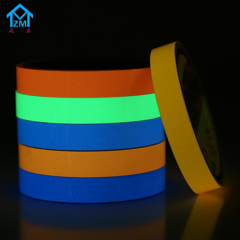 Cinta luminosa de color transfronteriza Advertencia de escenario de alto brillo Cinta fluorescente de almacenamiento de luz autoluminiscente 3 metros de largo