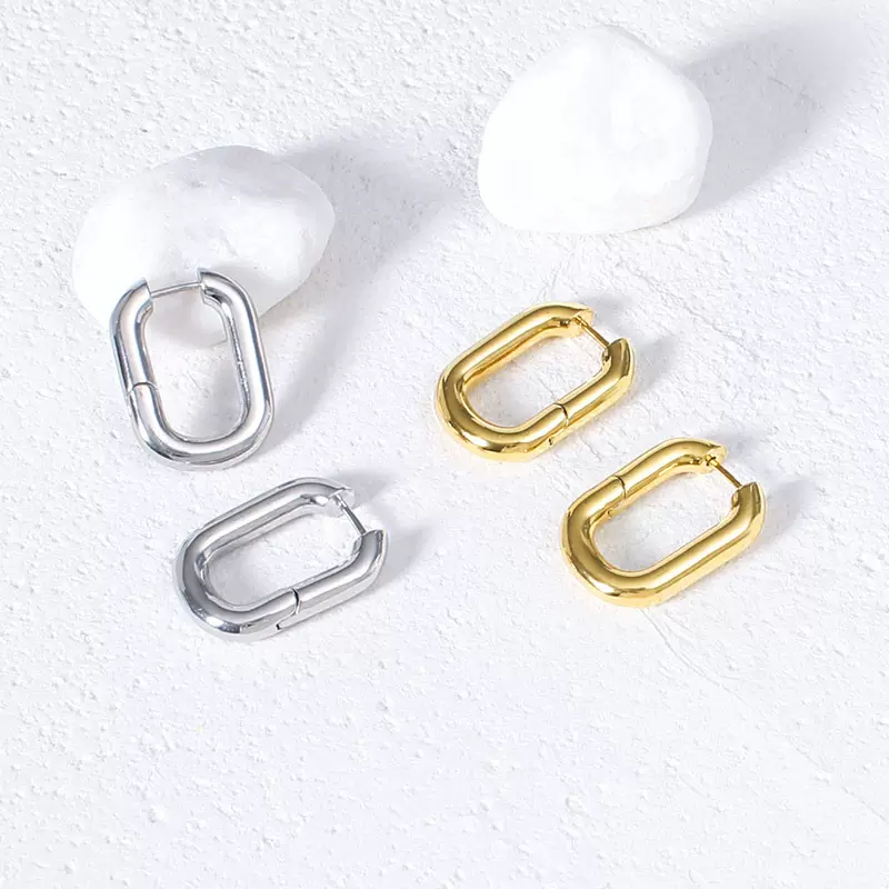 法式凯旋门素圈耳环个性铜镀金HOOP金属风简约潮流设计U型耳环女