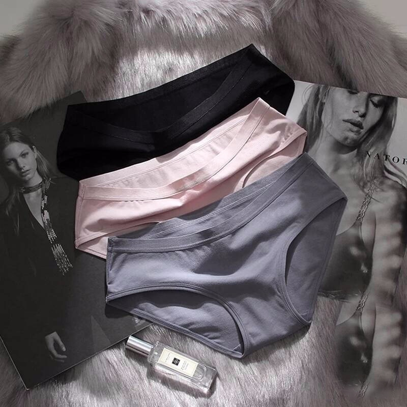 50s Low Waist Underwear Women's Pure Cotton Breathable Women's Underwear Japanese Style Simple Solid Color Seamless Girl's Briefs