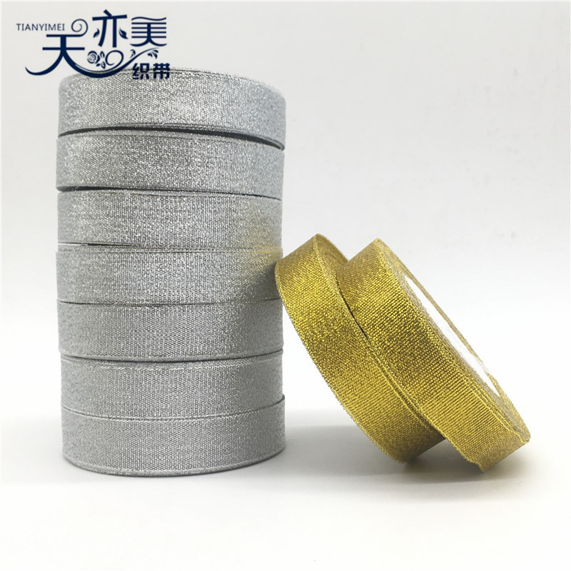 0,3-3,8 cm cebolla de oro y plata con caja de regalo de dulces cinta de metal decorativo pastel de hornear cinta de embalaje