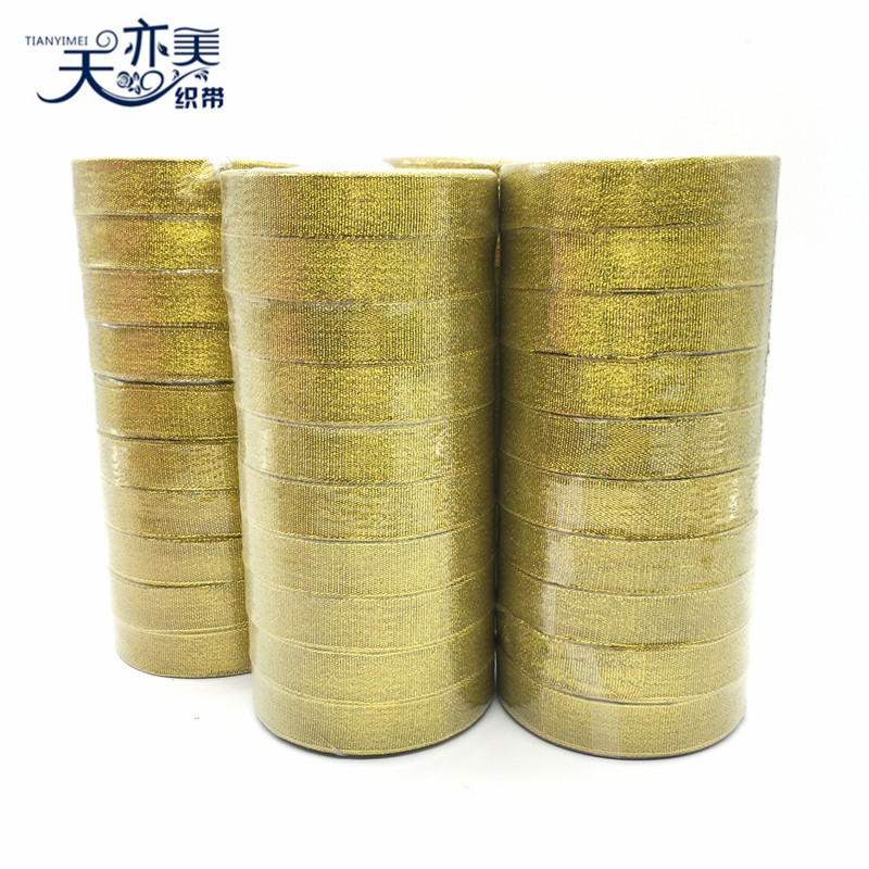 0,3-3,8 cm cebolla de oro y plata con caja de regalo de dulces cinta de metal decorativo pastel de hornear cinta de embalaje