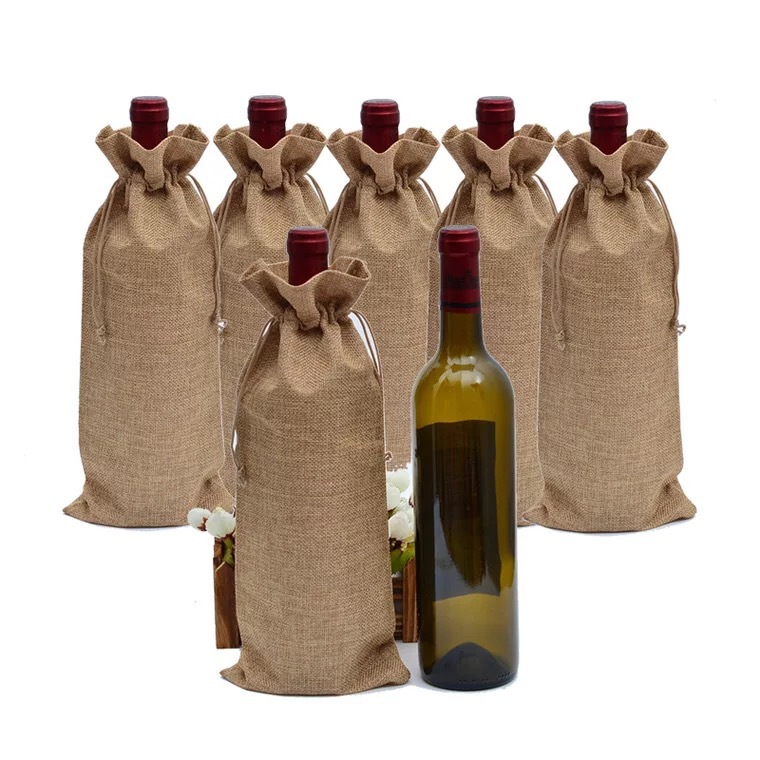 实力工厂定 制棉麻布酒袋束口袋抽绳袋高档酒包装袋棉布LOGO包邮