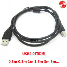 厂家供应黑色usb2.0屏蔽打印线 usb转打印线 打印机连接线1.5m纯
