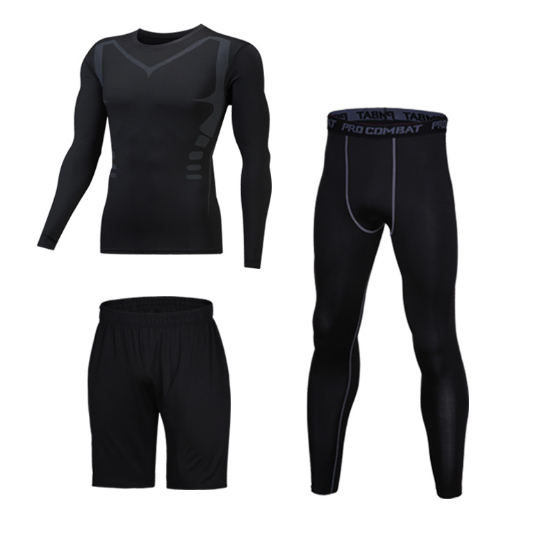 Science fiction long short sleeve fitness suit men's sports suit morning running training sports tights fitness clothes gym