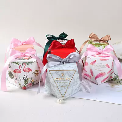 婚庆钻石喜糖盒子 结婚伴手礼欧式创意大理石婚礼糖果盒喜糖袋