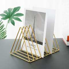 ins Nordic desktop simple iron bookshelf office desk bookends simple magazine storage rack creative bookends