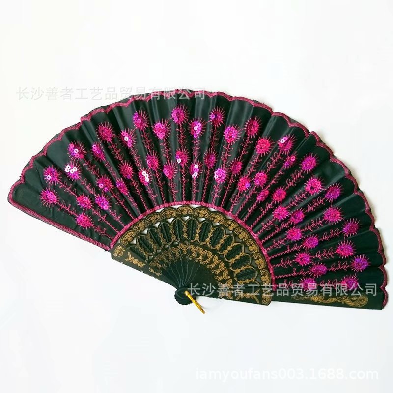 En stock lentejuelas ventilador español ventilador de plástico etapa apoyos ventilador blanco varilla lentejuelas blancas 15 colores opcionales 22