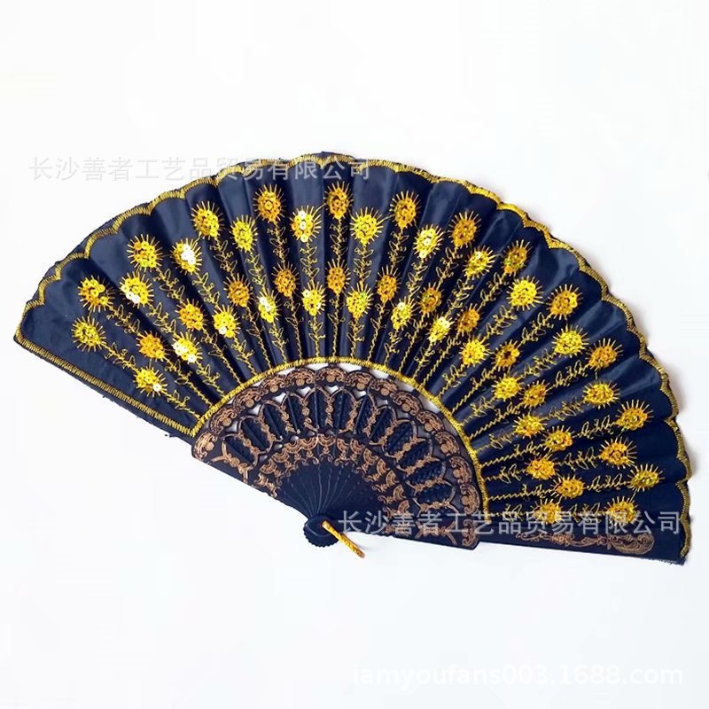 En stock lentejuelas ventilador español ventilador de plástico etapa apoyos ventilador blanco varilla lentejuelas blancas 15 colores opcionales 22