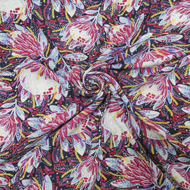 人棉数码印花面料 40支府绸时尚大花衬衫连衣裙布料 厂家直销