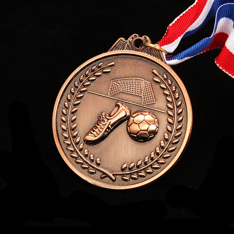 Medallas metálicas de fútbol, premios de medallas para eventos deportivos, premios de medallas para competiciones de fútbol, medallas de bronce metálicas.