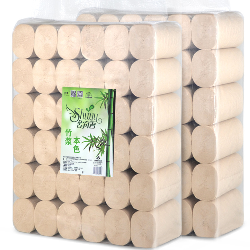 Shuyu toilet paper roll paper household toilet paper 36 rolls original bamboo pulp natural color roll paper 5.2kg bulk