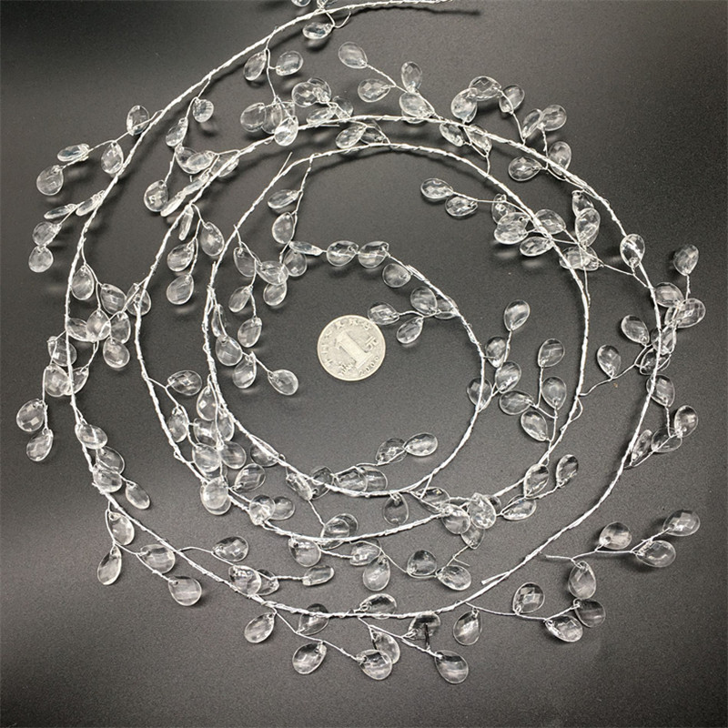 Long Strip Wedding Acrylic Water Drop String Wedding Decoration Beaded DIY Bridal Headwear Hand Flower Accessories Decoration