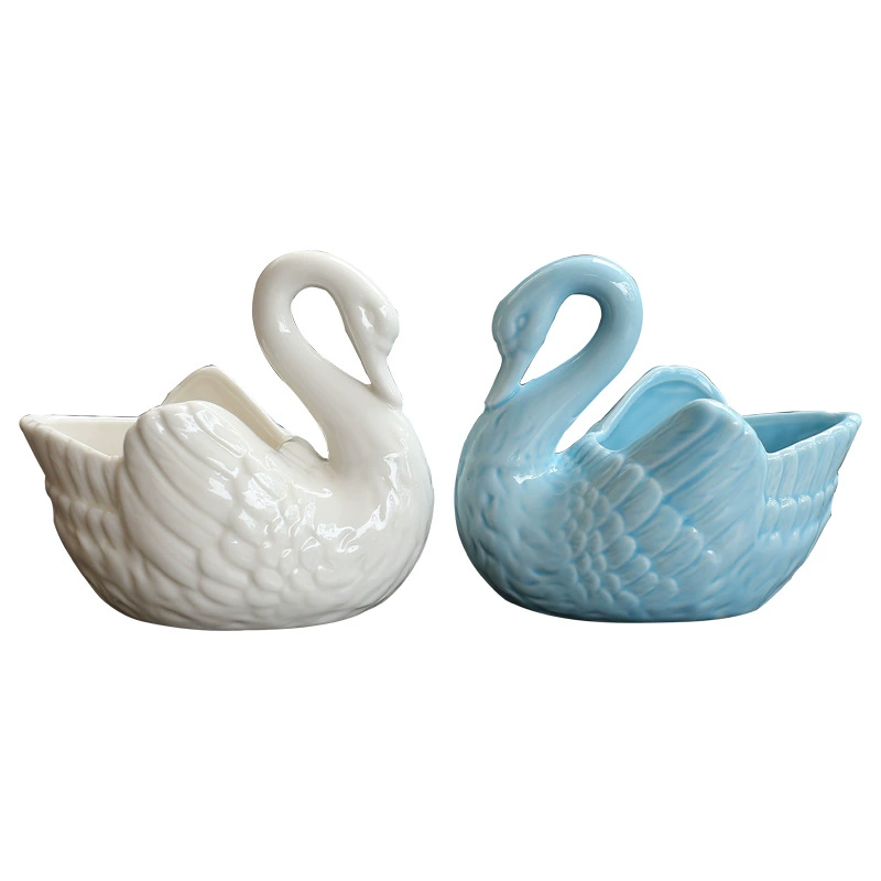Керамический горшок Azure Swan, европейский стиль, 9.6 × 11.2 см, простой элегантный дизайн