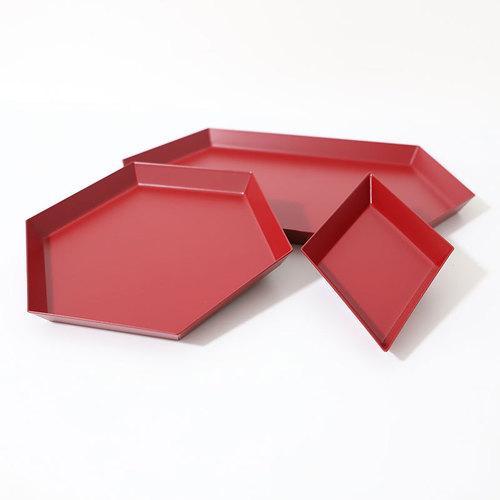 New red polygon fruit plate combination storage tray Nordic geometric rhombus metal hexagon jewelry tray