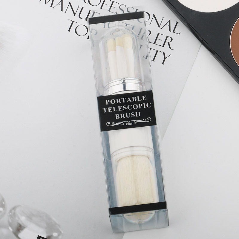 Cepillo telescópico cuatro en uno portátil cepillo de sombra de ojos herramienta de belleza color de la piel cepillo suelto único Cepillo de maquillaje multifuncional