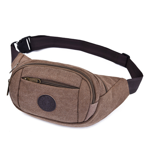  Summer New Canvas Waist Bag for Men and Women, Multifunctional Outdoor Sports Waist Bag, Large Capacity Cashier Bag, Crossbody Bag
