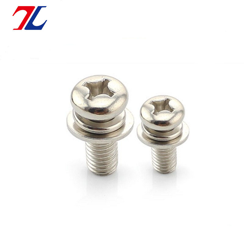 镀镍十字盘头三组合螺钉 圆头三组合螺丝M2 M2.5 M3 M4 M5 M6现货