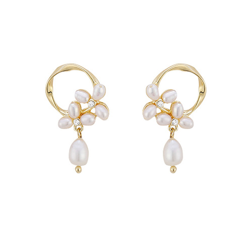 Korean new earrings natural freshwater pearl earrings mosquito coil ear clip earrings wholesale high-end earrings