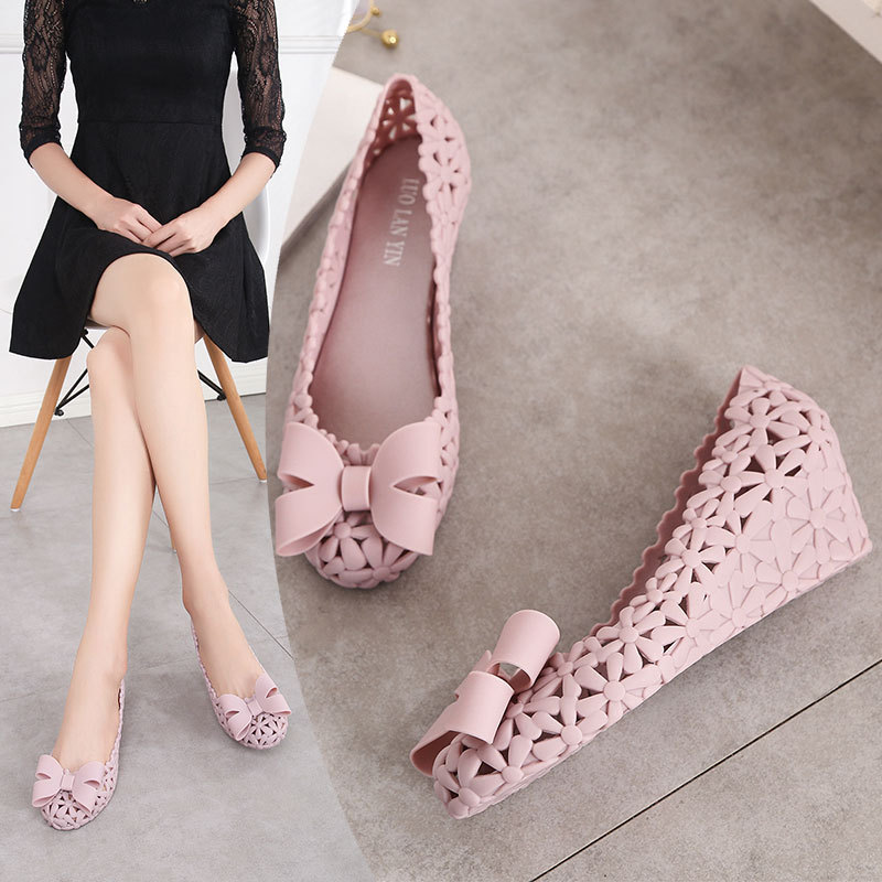 2026 New Thick-Soled Women's Sandals, Korean Style Summer Butterfly-Knot Jelly Shoes, Breathable Beach Shoes, Hollow Wedge-Heeled Rubber Shoes 2026 New Thick-Soled Women's Sandals, Korean Style Summer Butterfly-Knot Jelly Shoes, Breathable Beach Shoes, Hollow Wedge-Heeled Rubber Shoes