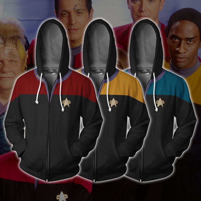 2025 New Star Trek 3D Printed Zipper Cardigan Hooded Sports Sweatshirt Peripheral Jacket