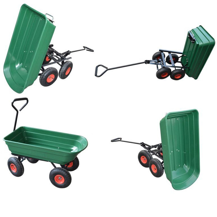 青岛厂家直销翻斗花园工具车 四轮手推车 塑料翻斗车轻便劳动车