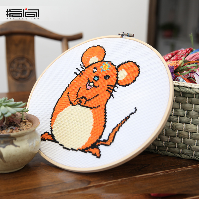 Jinhao bordado hecho a mano DIY material paquete principiante niños simple tela Cruz puntada grande colgante pintura 26cm