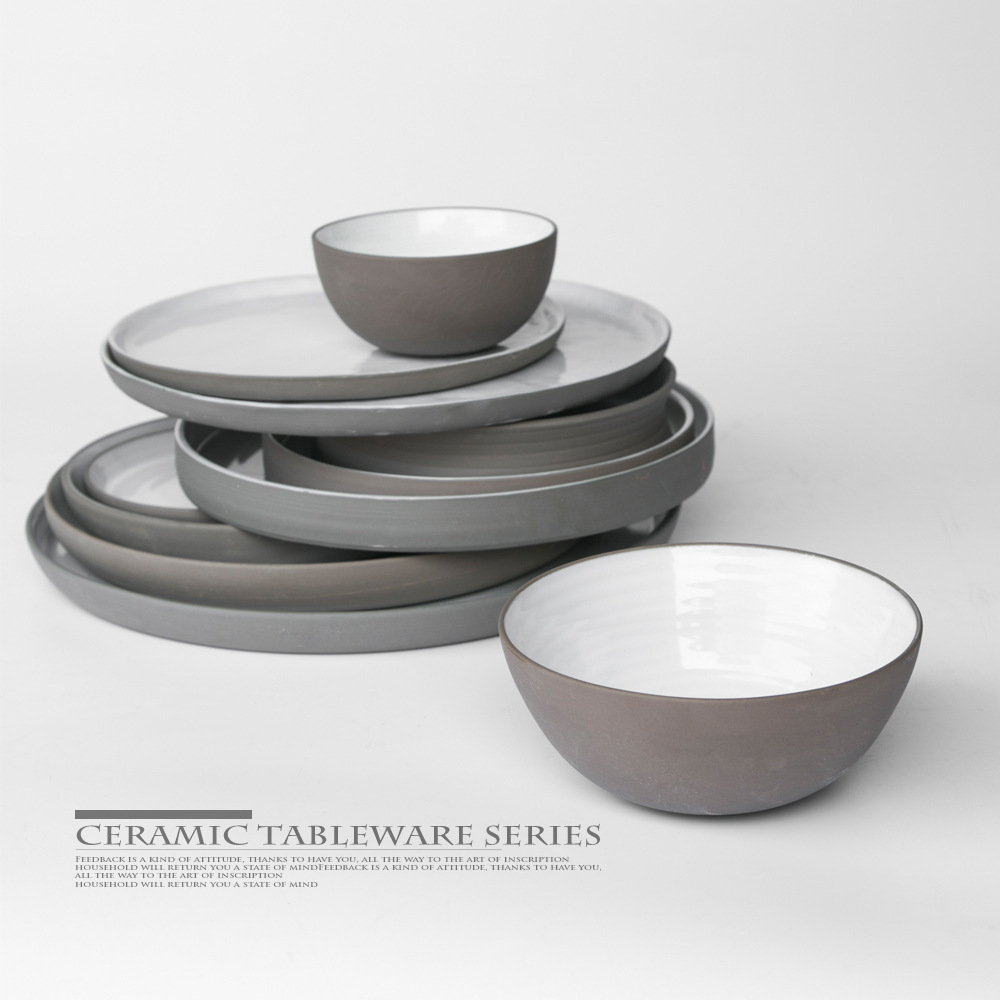 Nórdico simple serie vajilla de cerámica decoración de la Mesa placa plana de disco grande Placa de carne occidental