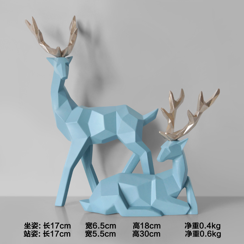 Venta al por mayor transfronteriza hogar afortunado ciervos artesanía de resina TV gabinete regalo decoración del hogar sala de estar Decoración