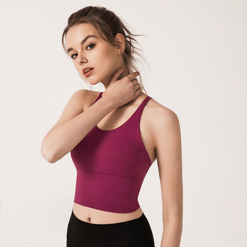 Cross-border European and American sports bra, slim-fitting and beautiful back yoga vest for women, shockproof running, high-end slimming fitness top