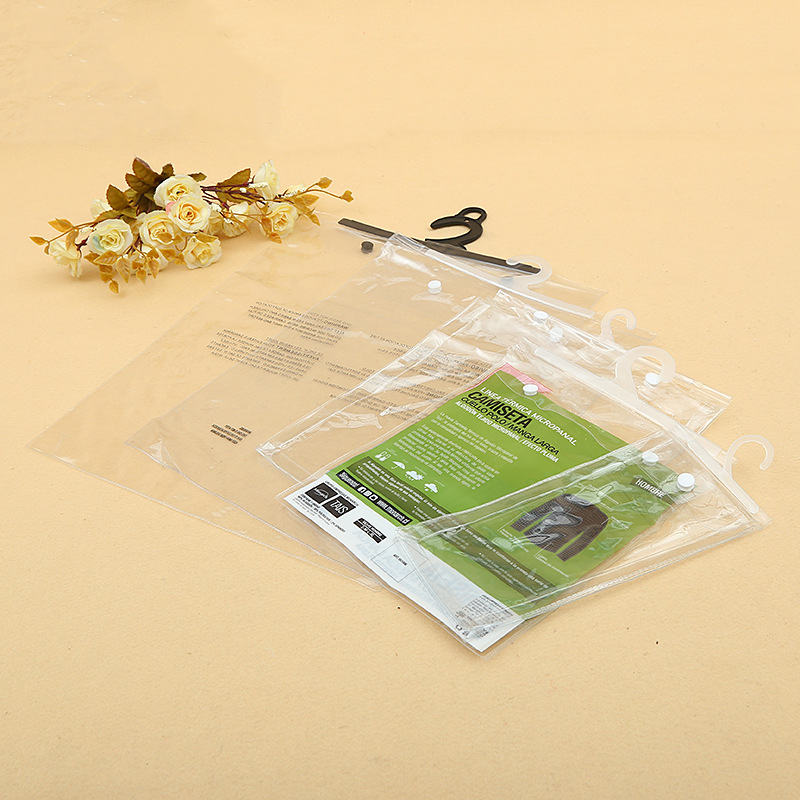 厂家批发pvc挂钩袋内衣内裤卫衣T恤网店服装袋吧唧自粘袋定 制