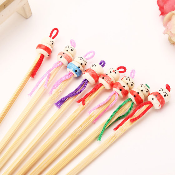 Factory Direct Supply natural handmade bamboo small ear digging fungus spoon ear pick doll head bamboo ear stick stall supply