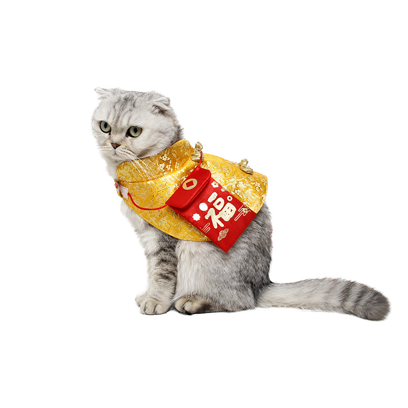Año nuevo vestir suministros para mascotas gato estilo chino festivo capa roja sobre Navidad Año Nuevo Festival chal capa