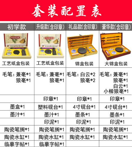 Beginner's Four Treasures of the Study Set, Writing Brush Starter Set, Langhao Jianhao Copybook, Adult and Children's Calligraphy Set