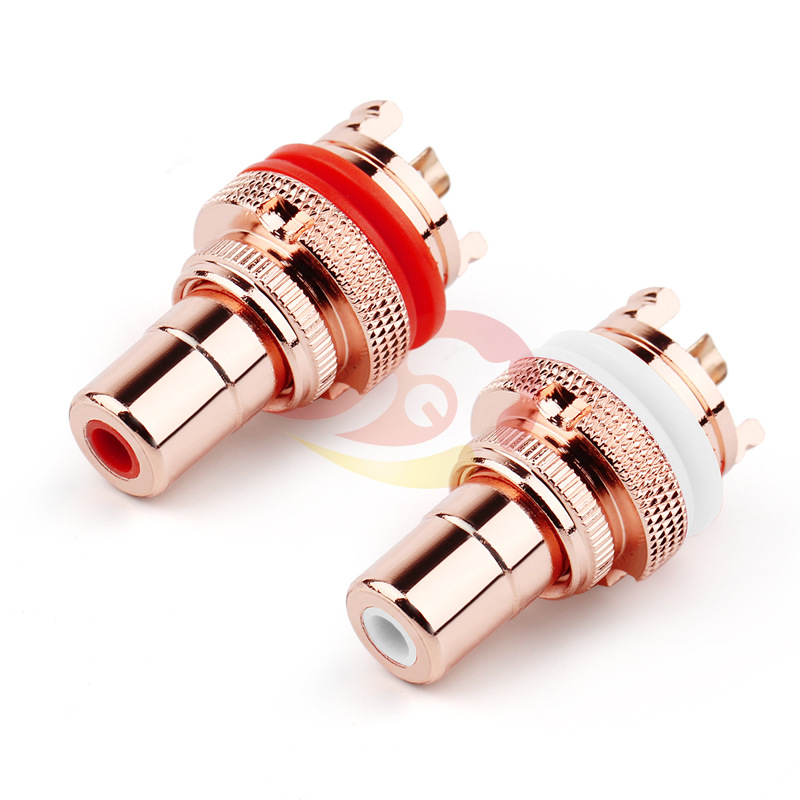 镀紫铜RCA母座 铜镀紫铜插板莲花母座 卡板莲花母头 镀紫铜RCA母