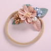 Children's hair accessory handmade from pearl, nylon headband, European style, flowered, wholesale