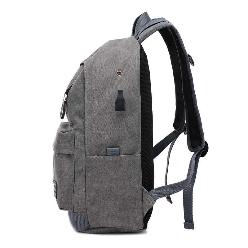 Nueva mochila de los hombres bolsa de lona de las mujeres USB recargable bolsa de viaje al aire libre bolsa de los hombres de moda estudiante de secundaria schoolbag