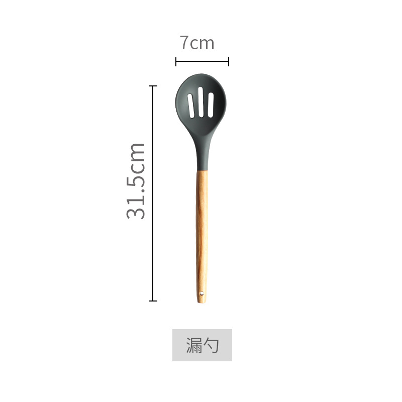 Shanen sartén antiadherente espátula cuchara de fideos cuchara de sopa de silicona utensilios de cocina mango de madera pala de cocina herramientas para hornear