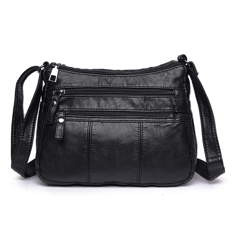 Shoulder Bag 2020 New Washed Leather Soft Leather Middle-aged Women's Bag Crossbody Bag Large Capacity Middle-aged and Elderly Crossbody Bag