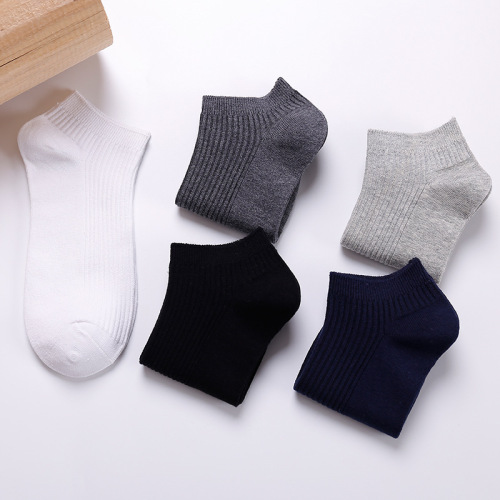 Socks men's boat socks Spring and summer new men's socks double-needle stripes simple solid color low-top pure cotton men's socks