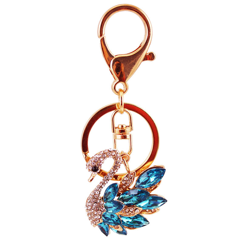 Joyería de cristal rhinestone blanco Cisne llavero del coche las mujeres bolsa accesorios metal colgante pequeño regalo 1137