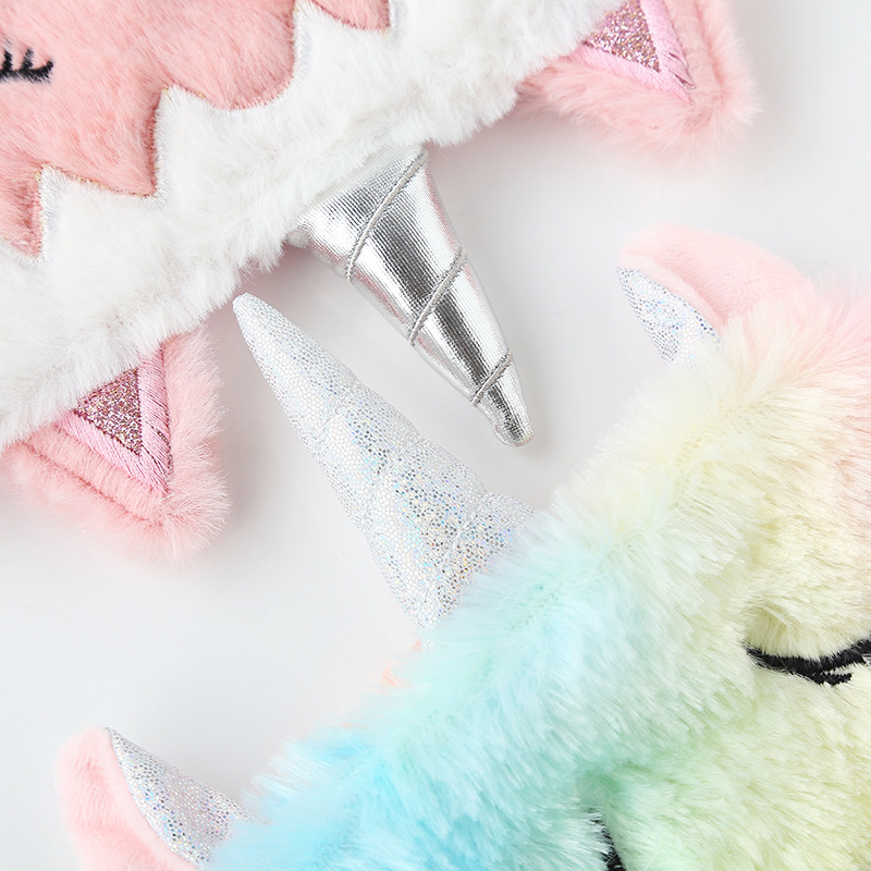 Venta de múltiples combinaciones Nueva máscara de ojo de unicornio Rosa gradiente colorido máscara de ojo de felpa sombreado máscara de ojo de dibujos animados viajes