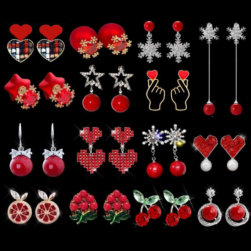 Серебряная игла, модные красные серьги, образец 925 серебро, 2020 год, простой и элегантный дизайн, интернет-знаменитость