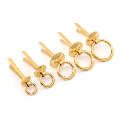 Wholesale Chinese Medicine Cabinet Ring Tea Can Pull Ring Hardware Wardrobe Door Handle Antique Furniture Drawer Brass Handle